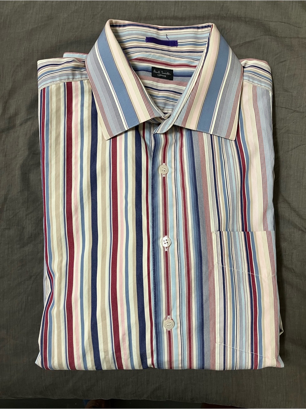Paul Smith Striped Cotton Dress Shirt in Blue, Red, White